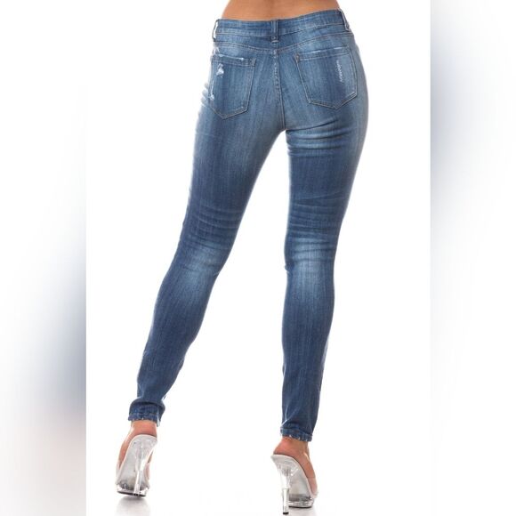 NEW Aphrodite Gold Skinny Jeans Ripped Distressed Medium Wash High Waist Y2K - Picture 2 of 9